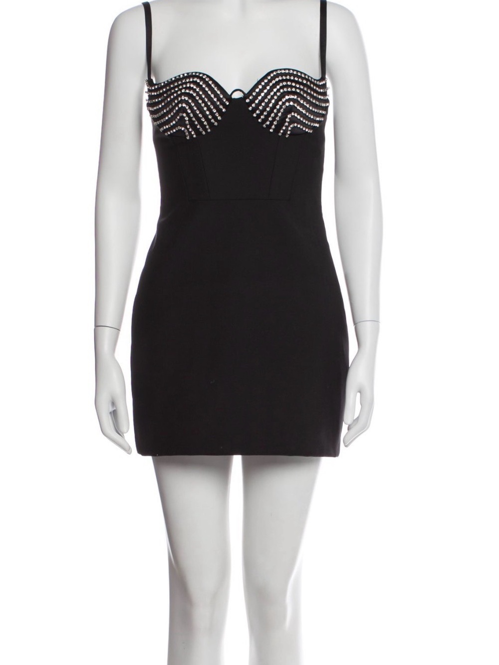 AREA Black Mini Dress with Silver Studded Bust